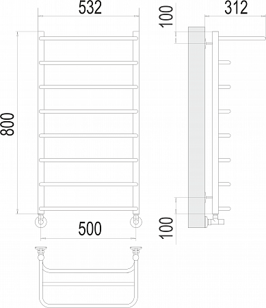 Полка П8 500х800  Полотенцесушитель  TERMINUS Комсомольск-на-Амуре - фото 3