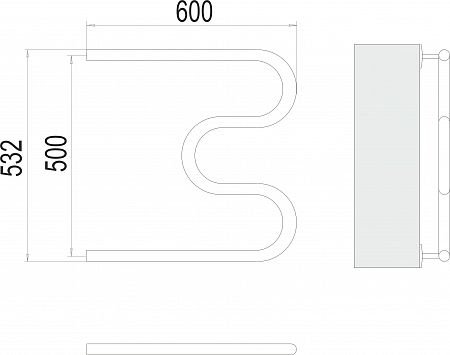 М-обр AISI 32х2 500х600 Полотенцесушитель  TERMINUS Комсомольск-на-Амуре - фото 3