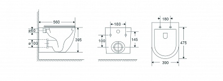 Подвесной унитаз безободковый Terminus Енисей Monolit 560х390 белый Комсомольск-на-Амуре - фото 8