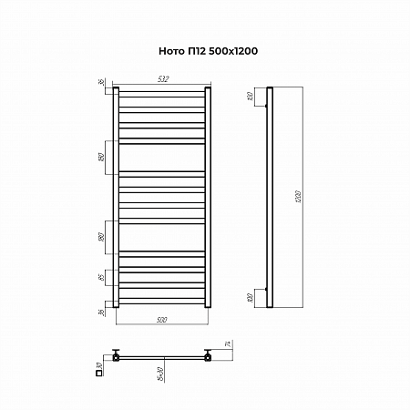 Ното П12 500х1200 Полотенцесушитель TERMINUS Комсомольск-на-Амуре - фото 3