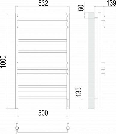 Прато П12 500х1000 электро (sensor quick touch) Полотенцесушитель  TERMINUS Комсомольск-на-Амуре - фото 3