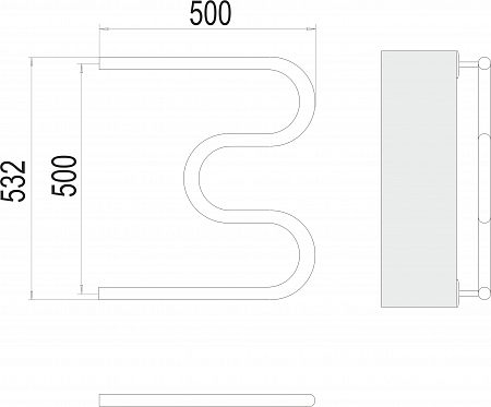 М-обр AISI 32х2 500х500 Полотенцесушитель  TERMINUS Комсомольск-на-Амуре - фото 3