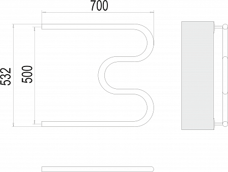 М-обр AISI 32х2 500х700 Полотенцесушитель  TERMINUS Комсомольск-на-Амуре - фото 3