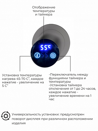 Рондо П2 350х760 электро Полотенцесушитель TERMINUS Оружейная сталь Комсомольск-на-Амуре - фото 5