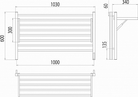 Горизонт П8 1000х600 электро КС ЧЕРНЫЙ МУАР (sensor quick touch) Полотенцесушитель TERMINUS Комсомольск-на-Амуре - фото 5